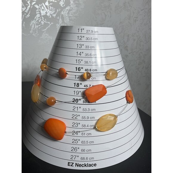 Three-Strand Orange & Beige Beaded Necklace With Lobster Clasp - Picture 5 of 5